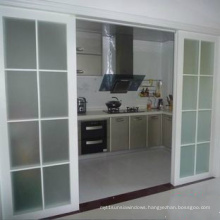 Trackless Double Tempered Glass Aluminum Sliding Door for Kitchen